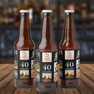 Etiqueta Para Botella De Cerveza 40.º fiesta de cumpleaños tipo de foto negro