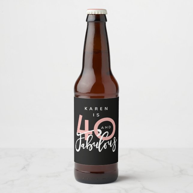 Etiqueta Para Botella De Cerveza 40 y fabuloso (Anverso)
