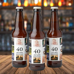 Etiqueta Para Botella De Cerveza 40th birthday party photo collage guy<br><div class="desc">A beer bottle label for a 40th birthday party for a guy,  celebrating his life with a collage of 8 of your own photos.  Templates for a name,  age 40 and a date.  Date of birth or the date of the party.  Black colored letters.  White background.</div>