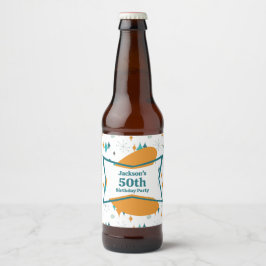 Etiqueta Para Botella De Cerveza 50.ª Fiesta de Cumpleaños Retro Mid Century Cualqu