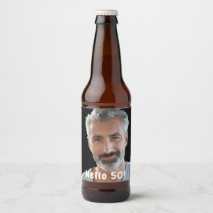 Etiqueta Para Botella De Cerveza 50.ª foto de cumpleaños hola 50 hombres