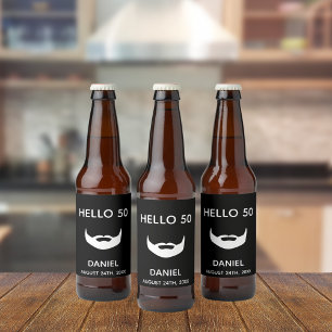 Etiqueta Para Botella De Cerveza 50 años barba blanca negra hombres divertidos