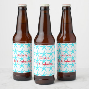 Etiqueta Para Botella De Cerveza 50 y Fabulosos Patrones de pez estrella azul de cu
