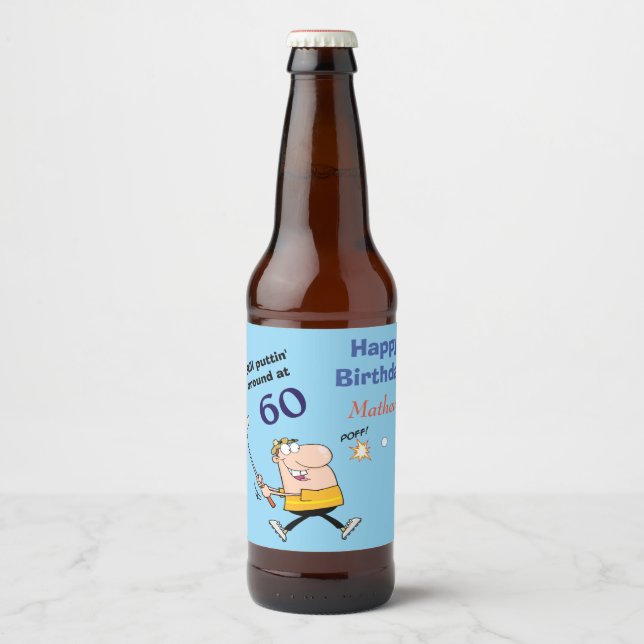Etiqueta Para Botella De Cerveza 60 Cumpleaños Golfer (Anverso)