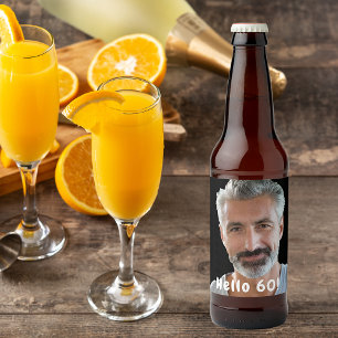 Etiqueta Para Botella De Cerveza 60th birthday photo hello 60 guys men