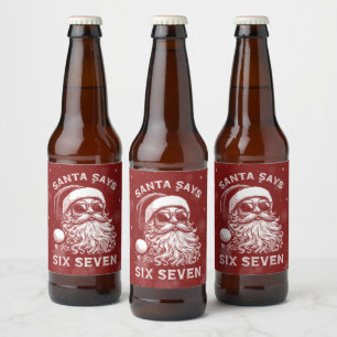 Etiqueta Para Botella De Cerveza 67 Meme Gracioso Santa Dice Seis Siete Navidad