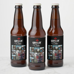 Etiqueta Para Botella De Cerveza 6 Día del Padre Collage de fotos Grillín' y Chilli