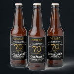 Etiqueta Para Botella De Cerveza 70.º cumpleaños Black Gold Legendary Funny<br><div class="desc">Una etiqueta personalizada y elegante para botellas de cerveza que es fácil de personalizar para esa fiesta especial de cumpleaños.</div>