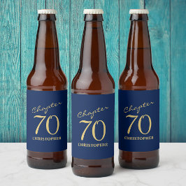 Etiqueta Para Botella De Cerveza 70.º cumpleaños Oro Azul