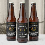 Etiqueta Para Botella De Cerveza 80.º cumpleaños Black Gold Legendary Funny<br><div class="desc">Una etiqueta personalizada y elegante para botellas de cerveza de 80 años que es fácil de personalizar para esa fiesta especial de cumpleaños.</div>
