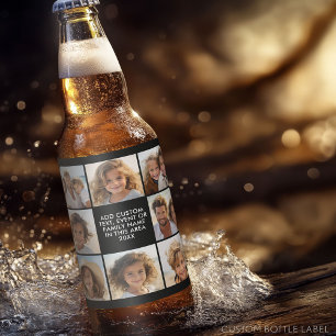Etiqueta Para Botella De Cerveza 8 Colage de Fotos - Texto Personalizado - Fondo Ne