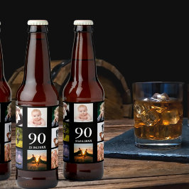 Etiqueta Para Botella De Cerveza 90.º collage de fotos de la fiesta de cumpleaños n