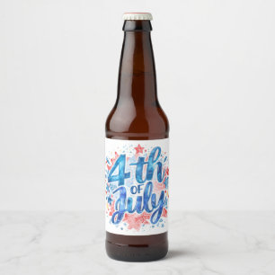 Etiqueta Para Botella De Cerveza Acuarela 4 de julio Patriótico