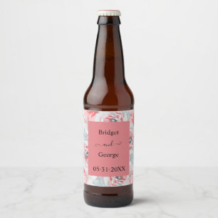 Etiqueta Para Botella De Cerveza acuarela de peonía floral rosa boda de albaricoque