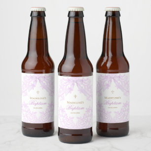 Etiqueta Para Botella De Cerveza acuarela lila púrpura Bautismo