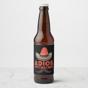 Etiqueta Para Botella De Cerveza Adiós bitchachos Sombrero retro Cinco de mayo