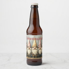 Etiqueta Para Botella De Cerveza Adorable Gnomes Pointed Hats Long Beard