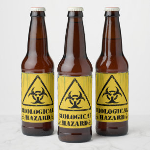 Etiqueta Para Botella De Cerveza Advertencia de peligro biológico tóxico