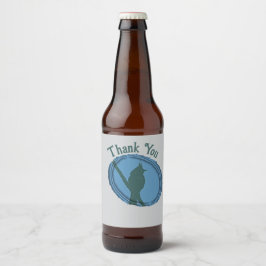 Etiqueta Para Botella De Cerveza Agradecimiento de la silueta de pájaro Gris azul G