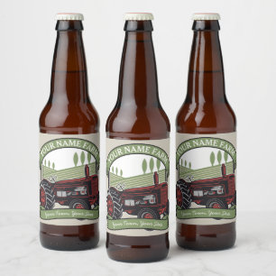 Etiqueta Para Botella De Cerveza Agricultor de campo de cultivo de cosecha de vinta