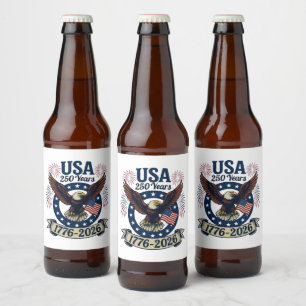 Etiqueta Para Botella De Cerveza Águila Americana Patriótica 250 Años 1776-2026