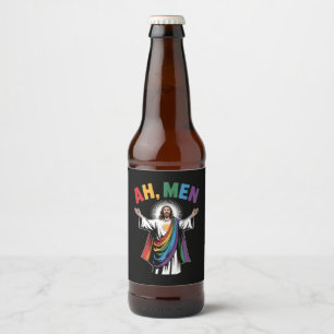 Etiqueta Para Botella De Cerveza Ah Men Funny Jesús Orgullo Gay LGBTQ Arcoiris
