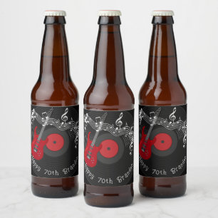 Etiqueta Para Botella De Cerveza Álbum de música rock de guitarra roja Cumpleaños