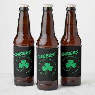Etiqueta Para Botella De Cerveza Alegres, Trampeolas, Shamrock, Green Irlandés, St 