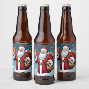 Etiqueta Para Botella De Cerveza Alegría Navideña de Santa Fiesta