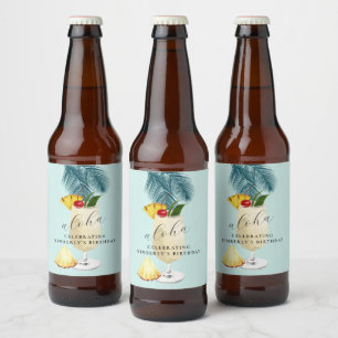 Etiqueta Para Botella De Cerveza Aloha Pina Colada Green Cocktail Party Birday Part
