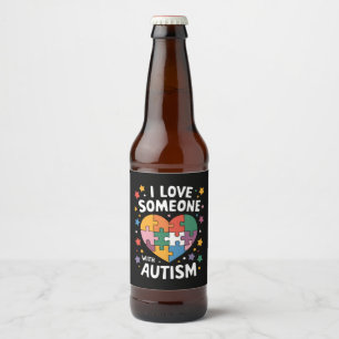 Etiqueta Para Botella De Cerveza Amo A Alguien Con Autismo Conciencia Autista