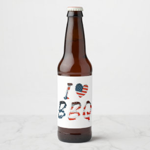 Etiqueta Para Botella De Cerveza Amo la barbacoa, patriota americano