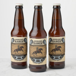 Etiqueta Para Botella De Cerveza AÑADIR A Vaquero DOMICILIO Rancho de Caballo de Fa