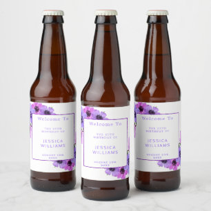 Etiqueta Para Botella De Cerveza Anémonas Bonitas Cumpleaños 25 Floral
