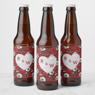 Etiqueta Para Botella De Cerveza Anémonas Soñadoras Pétalo Boda en la Costa