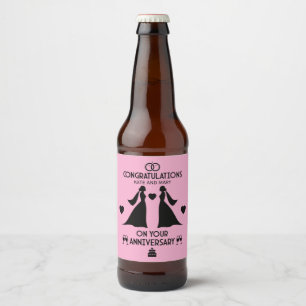 Etiqueta Para Botella De Cerveza Aniversario del Boda de Chicas gay