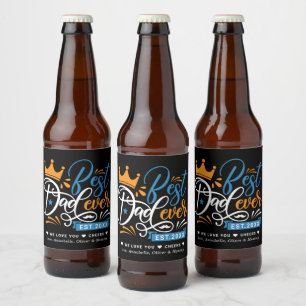 Etiqueta Para Botella De Cerveza Año de la mejor tipografía de papá establecido 