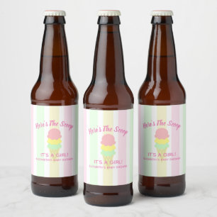 Etiqueta Para Botella De Cerveza Aquí está el Baby Shower de verano de Scoop Ice Cr