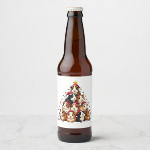 Etiqueta Para Botella De Cerveza Árbol de Navidad de Cerdo de Guinea Feliz Navidad