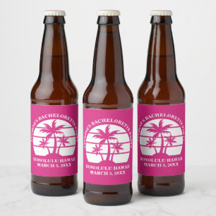 Etiqueta Para Botella De Cerveza Árbol de Palma Rosa Fuerte Fiesta de Despedida de