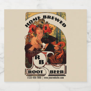 Etiqueta Para Botella De Cerveza Art Nouveau vintage Alphonse Mucha