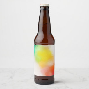Etiqueta Para Botella De Cerveza Arte abstracto colorido personalizado rosa rojo mo