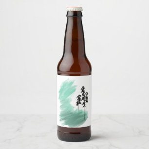 Etiqueta Para Botella De Cerveza arte de árbol verde escandinavo simple moderno men