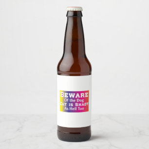 Etiqueta Para Botella De Cerveza Arte De Gato Cuidado Con El Perro