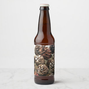 Etiqueta Para Botella De Cerveza Arte de Ornamentos Orgánicos de Navidad de los Col