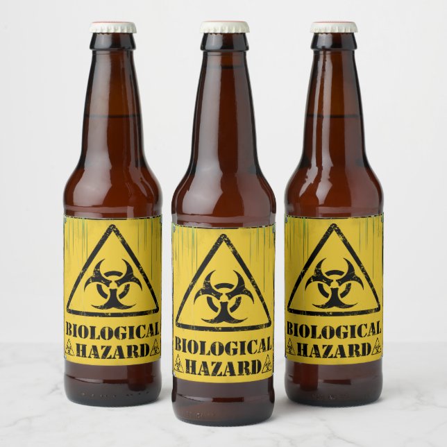 Etiqueta Para Botella De Cerveza Aviso de peligro biológico tóxico (Botellas)