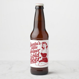 Etiqueta Para Botella De Cerveza Ayudante de Santa Snarky Navidad Sarcástico 