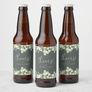 Etiqueta Para Botella De Cerveza Bachelorette de Invierno de Snowberry Verde + Euca