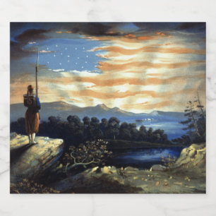 Etiqueta Para Botella De Cerveza Bandera Americana celestial en el cielo, Zouave Gu