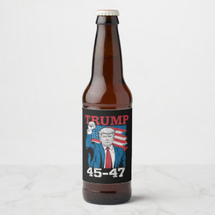 Etiqueta Para Botella De Cerveza Bandera Americana Vintage Retro USA 45 47 Trump